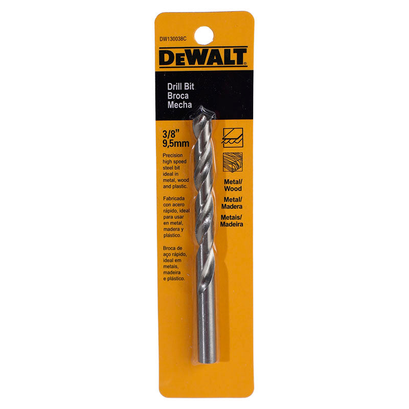 Broca HSS para metal y madera de acero rápido 9,5 mm 3/8" DeWalt