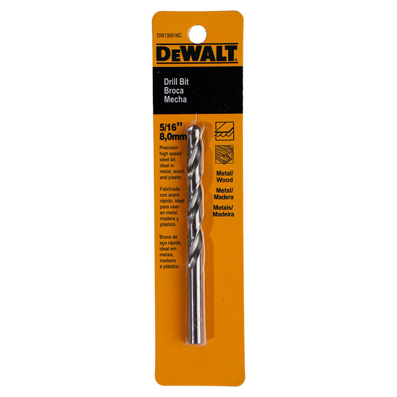 Broca HSS para metal y madera de acero rápido 8 mm 5/16" DeWalt