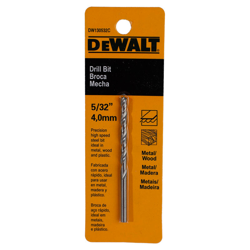 Broca HSS para metal y madera de acero rápido 4 mm 5/32" DeWalt