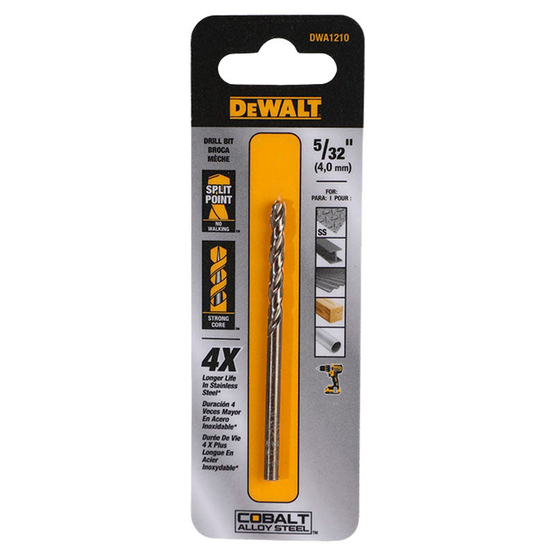 Broca para acero inoxidable, metal y plástico hss-e 5/32 " dewalt