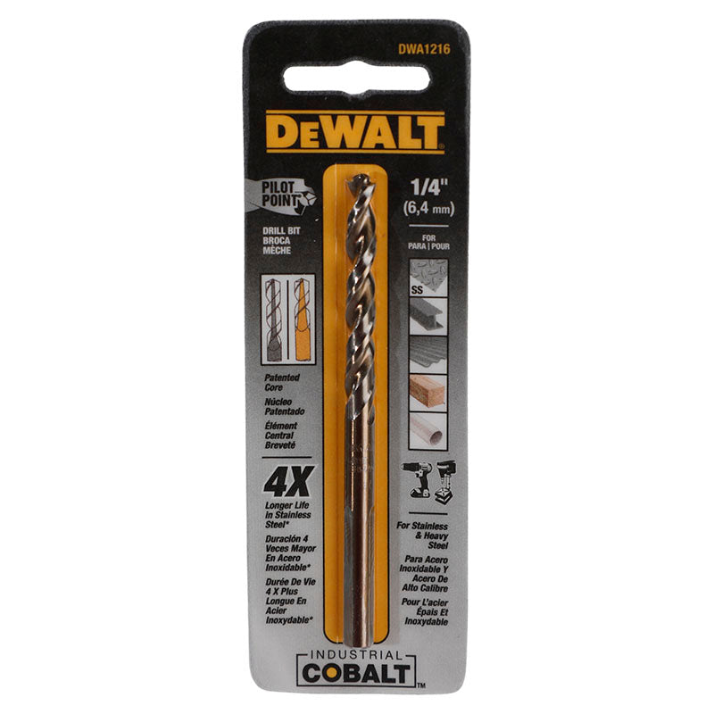 Broca para acero inoxidable, metal y plástico hss-e 1/4 " dewalt