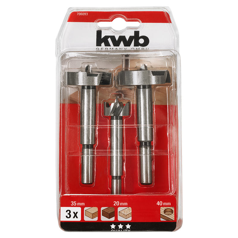 Juego de brocas fresadora para madera acero KWB 3 piezas