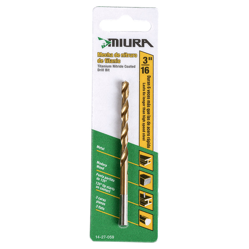 Broca titanio 3/16" Miura