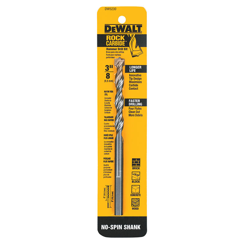Broca para concreto rock carbide 3/8" Dewalt
