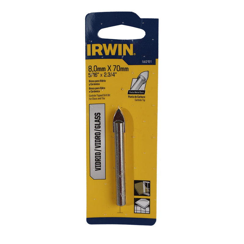 Broca para vidrio carburo de tungsteno 8 mm 5/16" Irwin