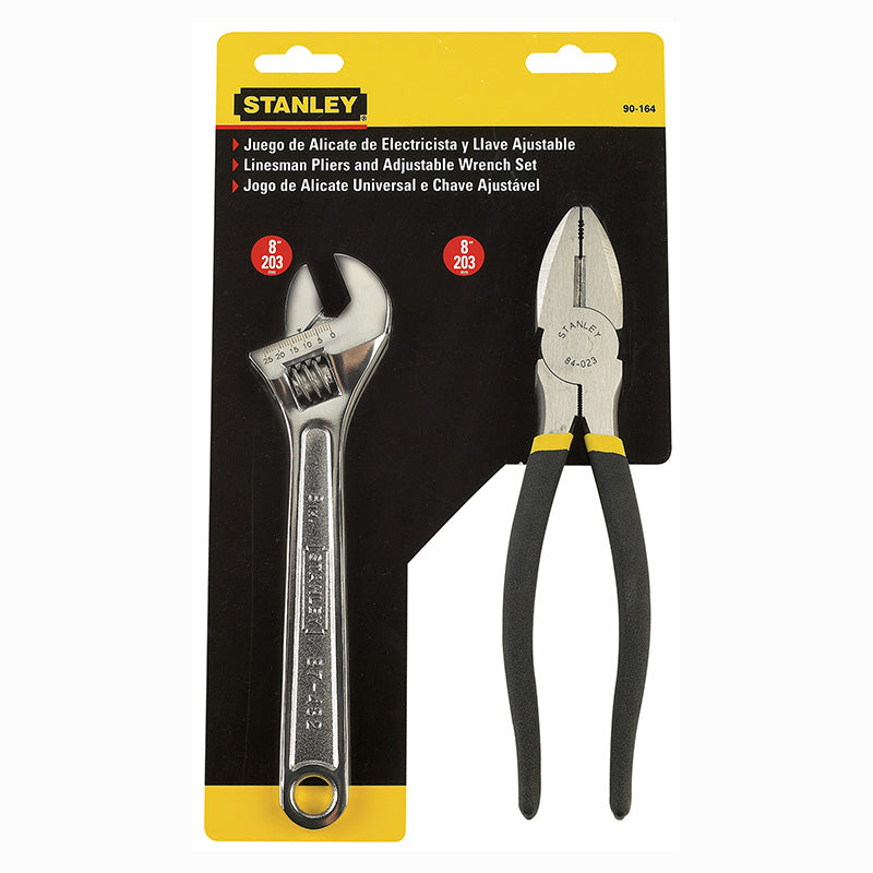 Stanley 8" Electrician's Plier and 8" Adjustable Wrench Set