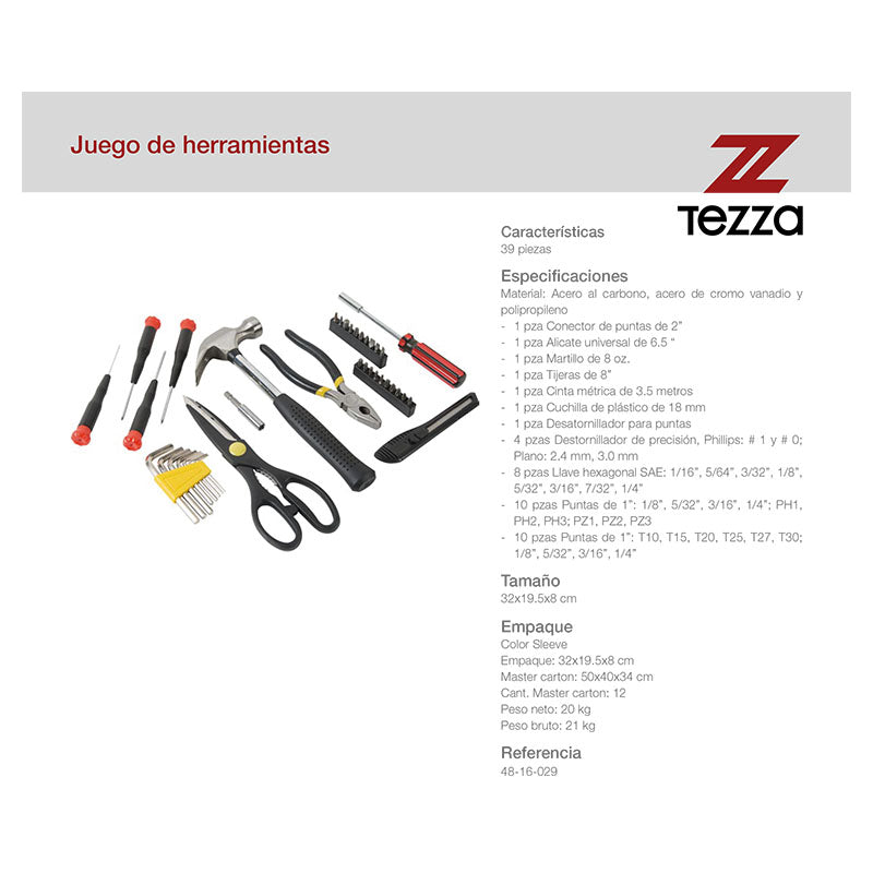 Juego de herramientas 39 piezas