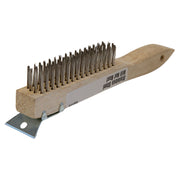 Cepillo de madera acero inoxidable con raspador 4 x 16 filas