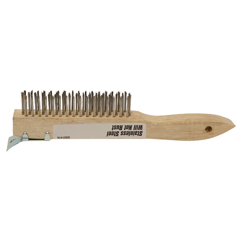 Cepillo de madera acero inoxidable con raspador 4 x 16 filas