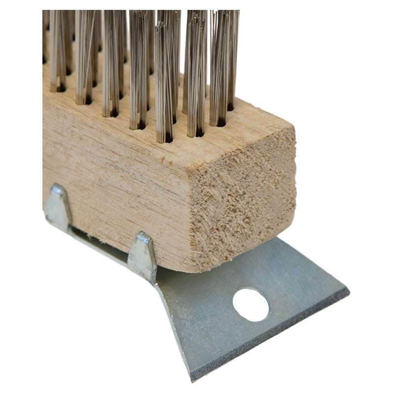Cepillo de madera acero inoxidable con raspador 4 x 16 filas