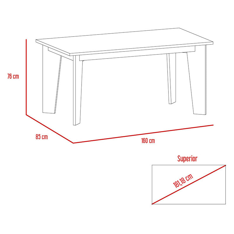 Mesa de comedor Guajíra 72 x 160 x 85 cm