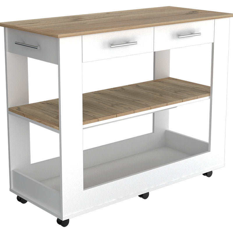 Cala Kitchen Island 116.5 x 92.7 x 50.8 cm snowy white and dune