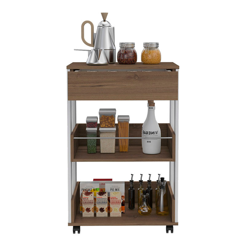 Verona Kitchen Side Table 88.5 x 57 x 39.2 cm Espresso and Marquis White