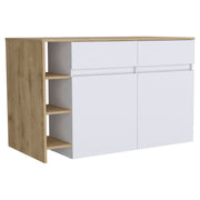 Barra Bari blanco y madera 90 x 140 x 70,4 cm