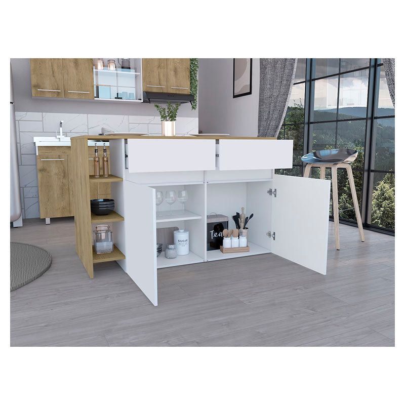 Barra Bari blanco y madera 90 x 140 x 70,4 cm