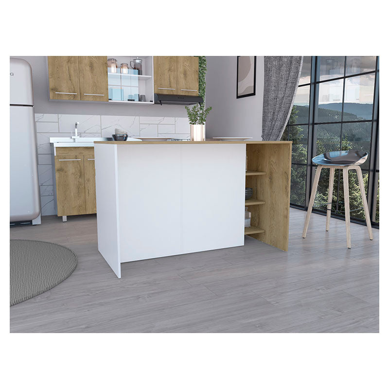 Barra Bari blanco y madera 90 x 140 x 70,4 cm