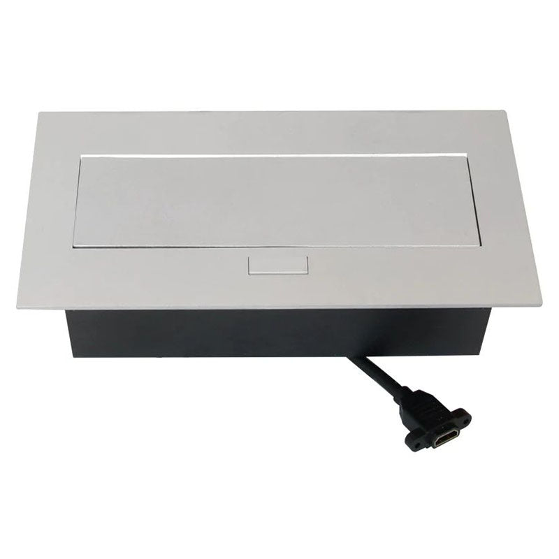 Pop-up socket with 2 power outlets + HDMI + USB, rectangular aluminum, 1 pc