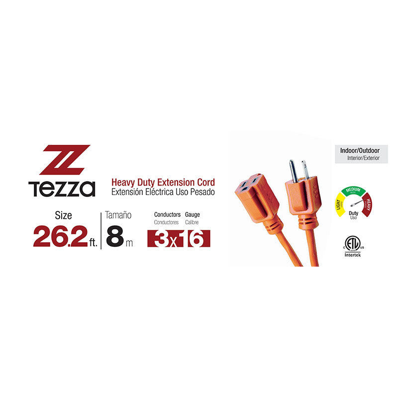 Extensión eléctrica 16 AWG 8 m uso pesado naranja