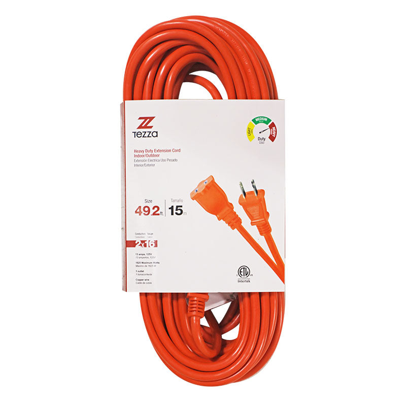 16 AWG 15m heavy-duty orange extension cord