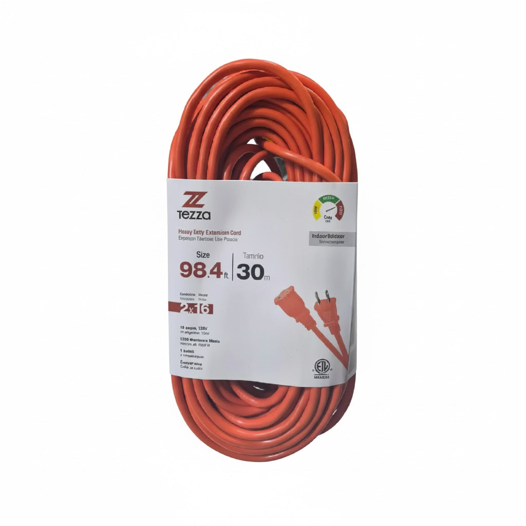 Extensión eléctrica 16 AWG 30 m uso pesado naranja