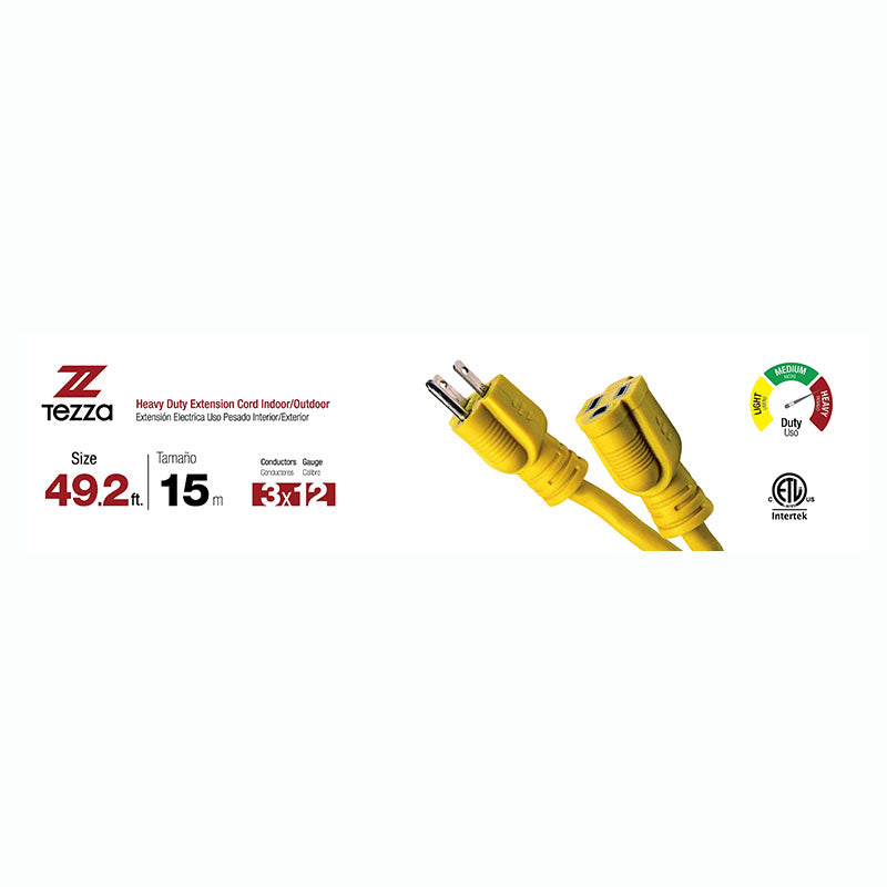 Extensión eléctrica 12 AWG 15 m uso pesado amarillo