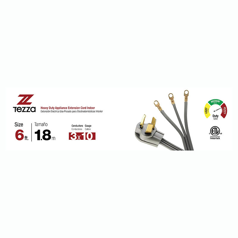 Extensión eléctrica para cocina 10 AWG 1.8 m uso pesado gris