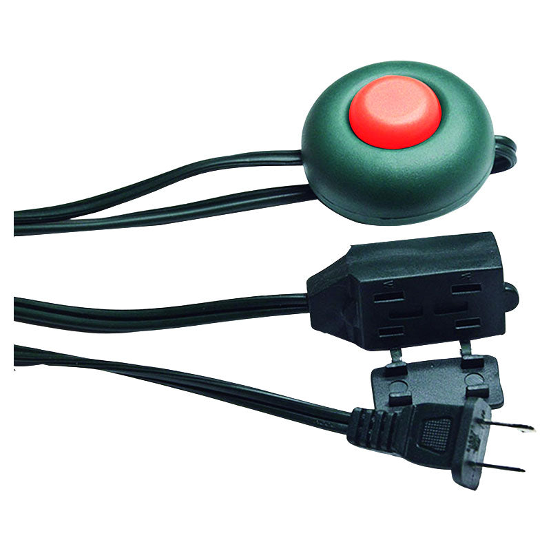 Light-duty 16 AWG 3 m green power strip with switch