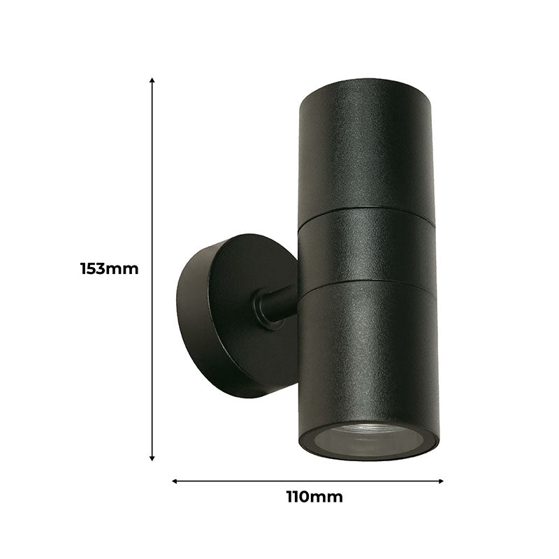 Outdoor black wall light 2 GU10 bulbs 23668