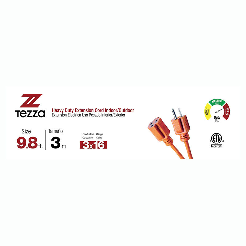 Extensión eléctrica 16 AWG 3 m uso pesado naranja