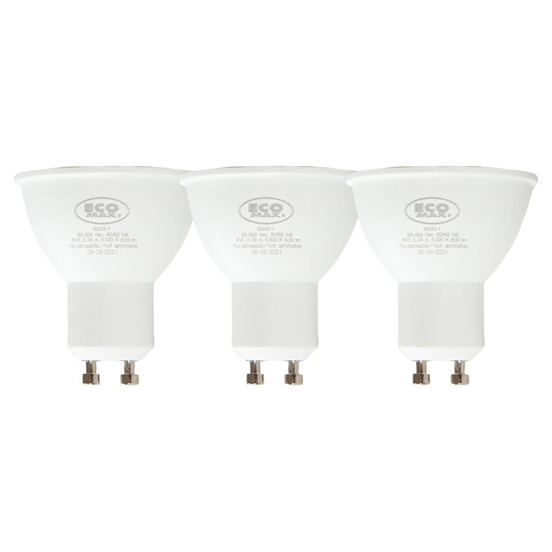 Set 3 bombillos led 6 W GU10 6.000 K ECOMAX