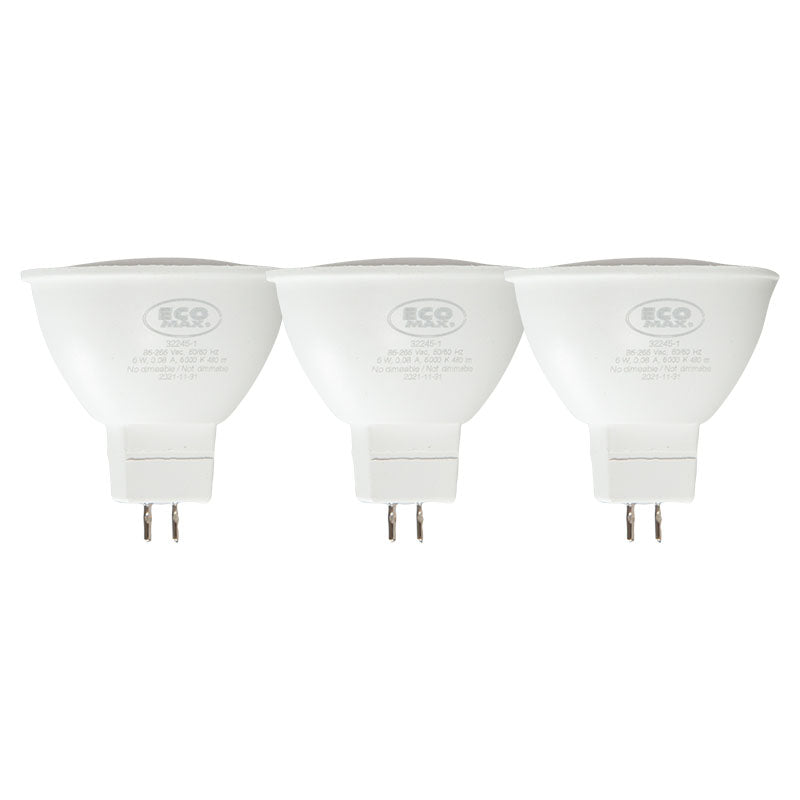 Set 3 bombillos led 6 W G5.3 MR16 6.000 K ECOMAX