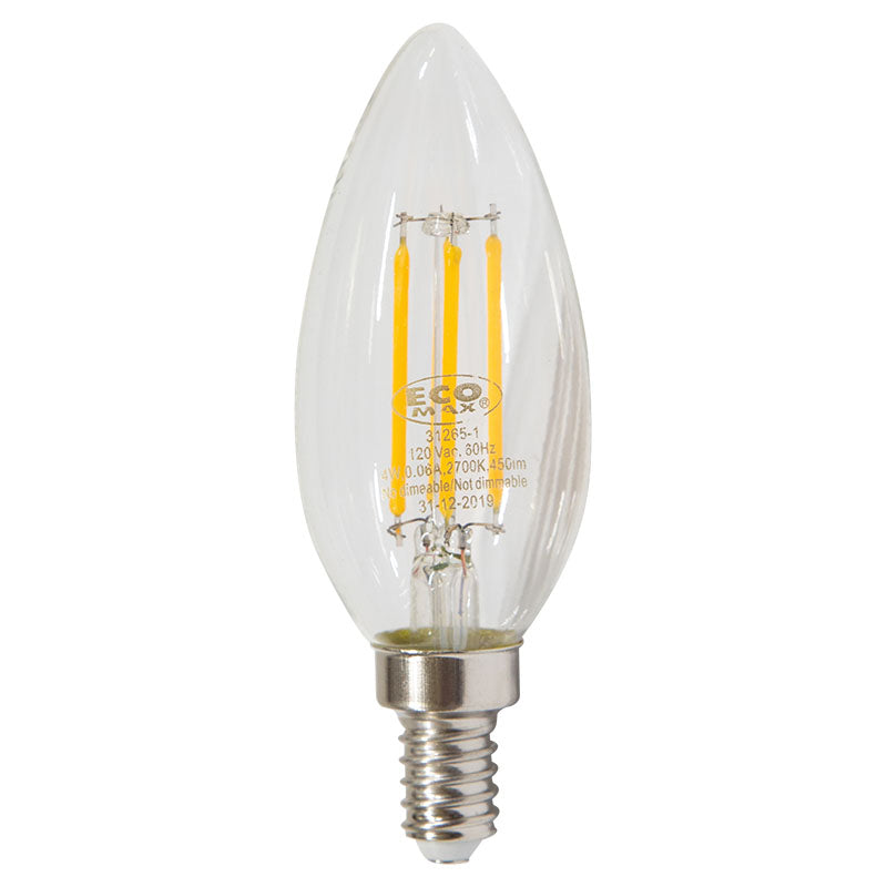 Bombillo led filamentos 4 W E12 vela 3.000 K ECOMAX