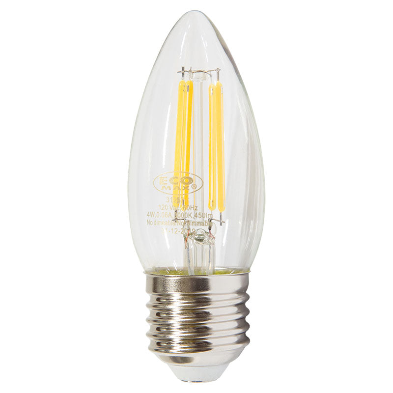 Bombillo led filamentos 4 W E27 torpedo 3.000 K ECOMAX
