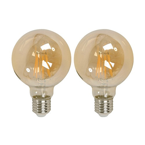 Set 2 bombillos led filamentos 6 W E27 G80 3.000 K ECOMAX