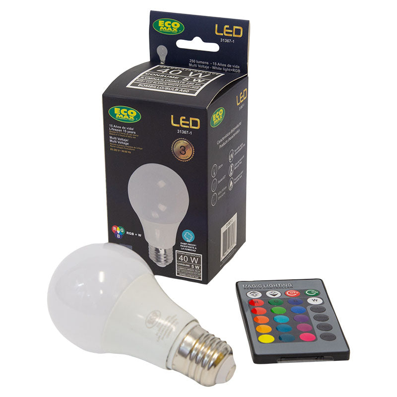 Bombillo led 5 W E27 A60 RGBk ECOMAX