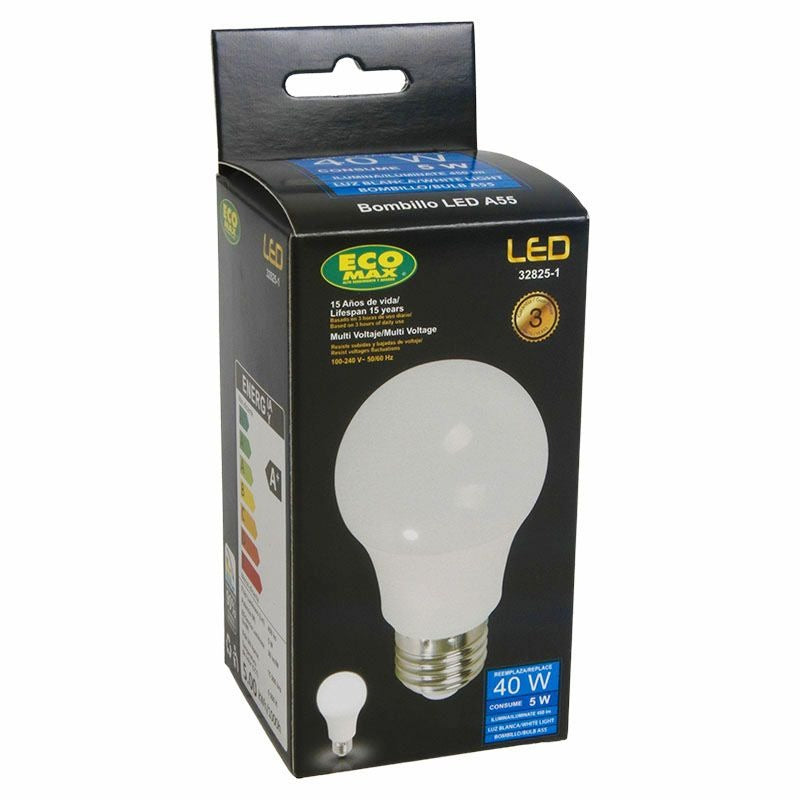 Bombillo LED 5 W E27 A55 luz blanca Ecomax