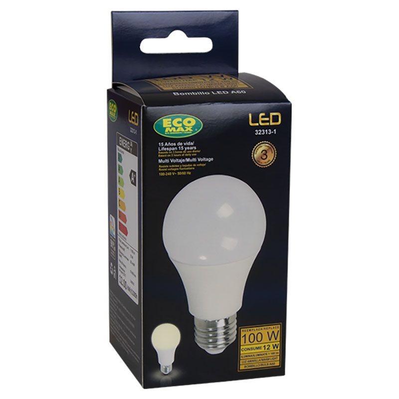 Bombillo LED 12 W E27 A60 luz cálida Ecomax