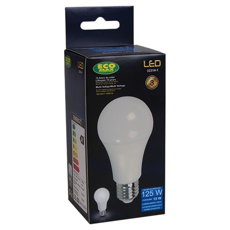 Bombillo LED 15 W E27 A60 luz blanca Ecomax