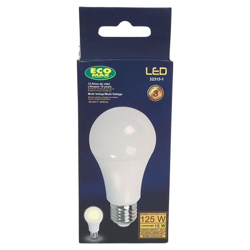 Bombillo LED 15 W E27 A60 luz cálida Ecomax