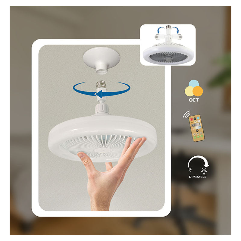 Ventilador enroscable 20w e27 con luz led ajustable 3,000 - 6,500k blanco Designer