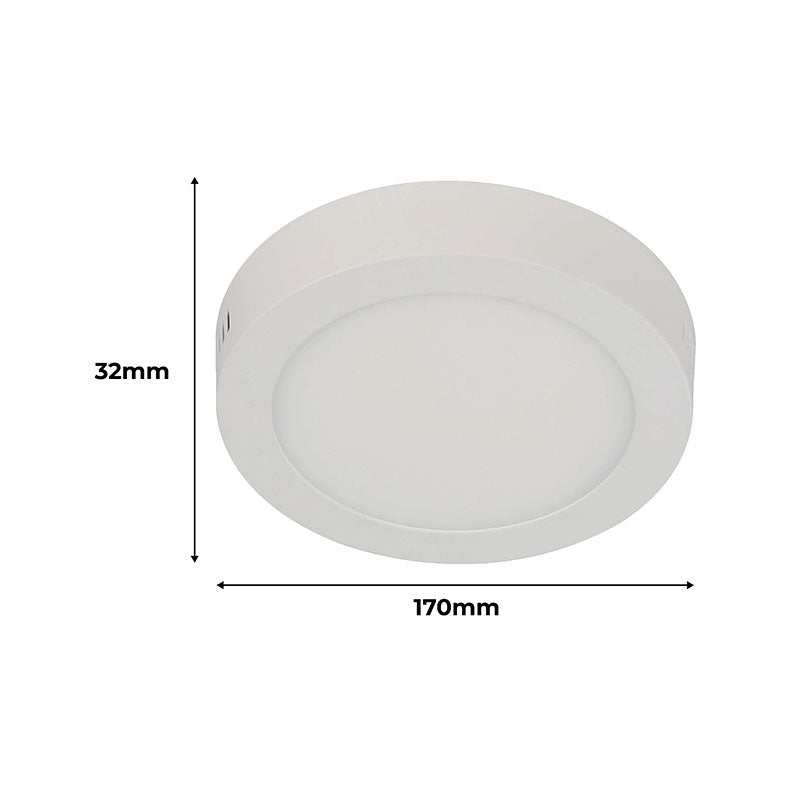 12 W surface-mount LED panel, cool white light (6,000 K), 3.2 x 17 x 17 cm