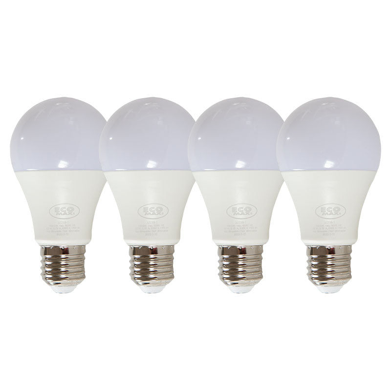 Set of 4 LED light bulbs 12W E27 A60 3000K ECOMAX