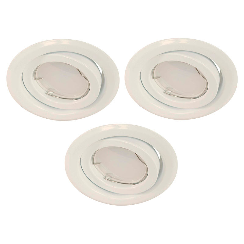 Set of 3 GU10 recessed spotlights, white, 3 W, 2.5 x 9.7 x 9.7 cm, warm light