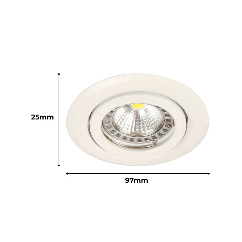 Set of 3 GU10 recessed spotlights, white, 3 W, 2.5 x 9.7 x 9.7 cm, warm light