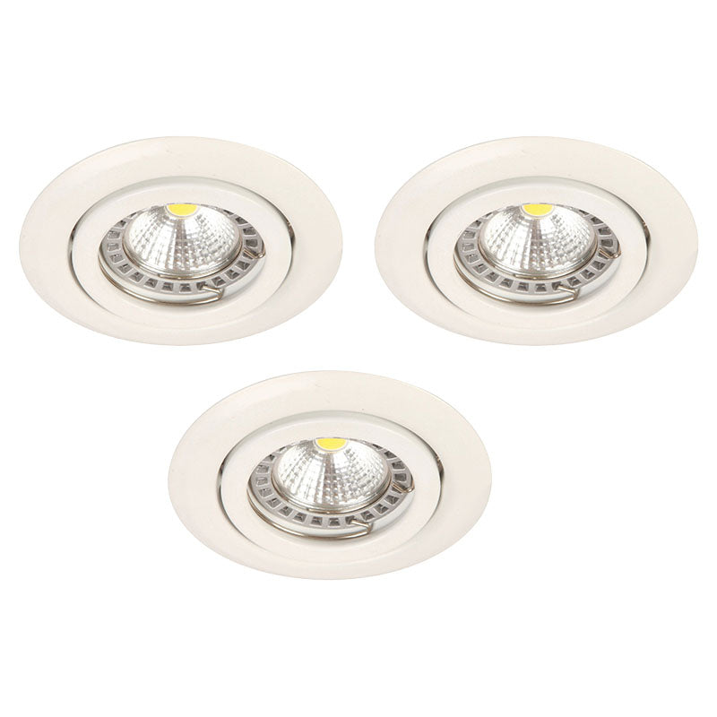 Set of 3 GU10 recessed spotlights, white, 3W, 2.5 x 9.7 x 9.7 cm, cool white light