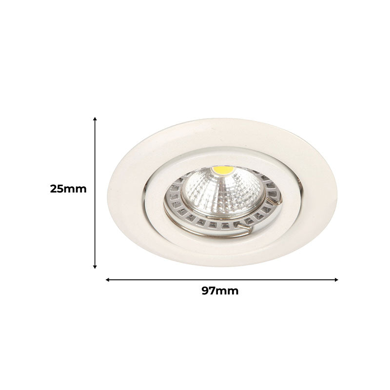 Set of 3 GU10 recessed spotlights, white, 3W, 2.5 x 9.7 x 9.7 cm, cool white light