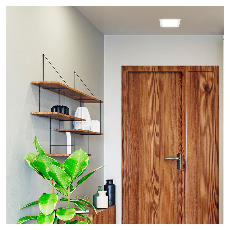 Recessed 18 W white neutral light (4,000 K) 2.2 x 22.5 x 22.5 cm