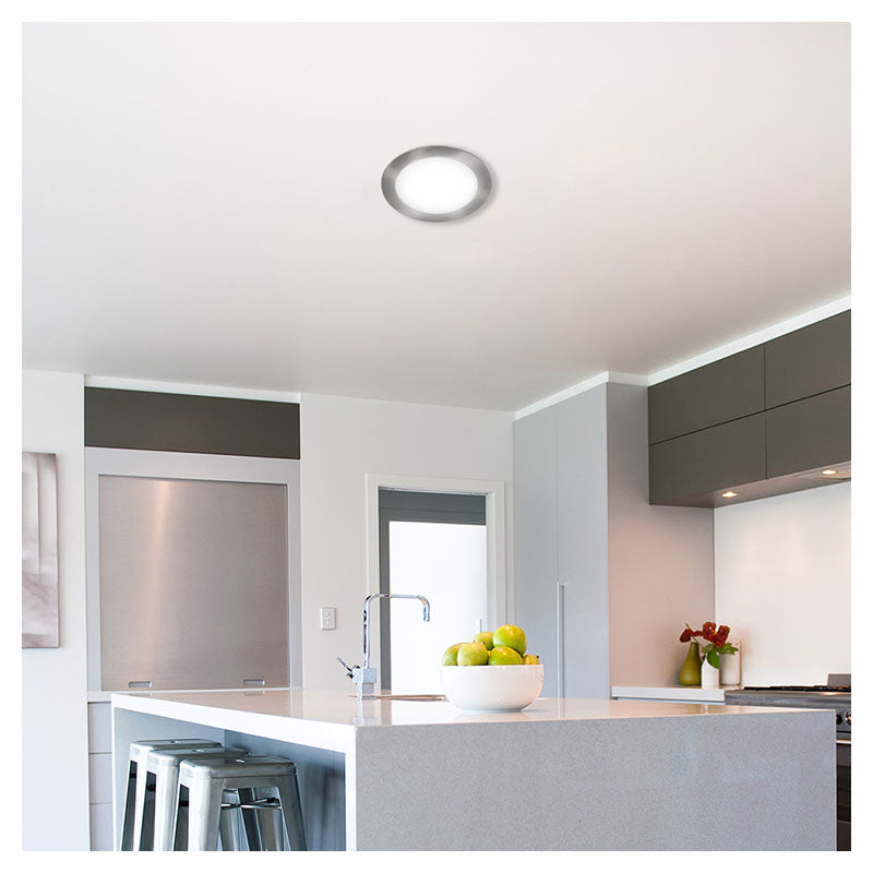 Recessed 12 W satin nickel cool white (6,000 K) 2.1 x 17 x 17 cm