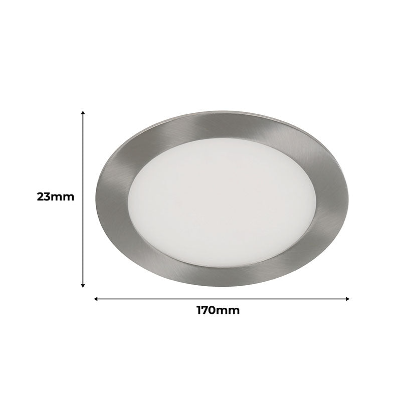 Recessed 12 W satin nickel cool white (6,000 K) 2.1 x 17 x 17 cm