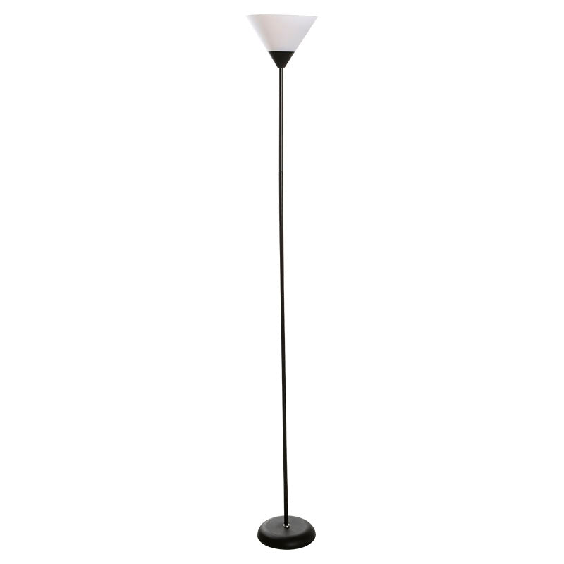 Lámpara de pie base negra pantalla blanca E27